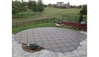 Merlin SmartMesh 15-Year Mesh Safety Cover | Rectangle 16' x 32' | 4' Offset 4' x 8' Left Side Step | Blue | 31M-T-BU