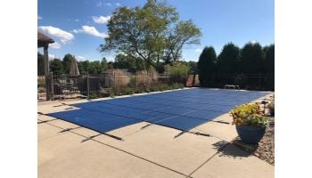 Merlin Dura-Mesh 15-Year Mesh Safety Cover | Rectangle 12' x 24' | 4' x 8' Center End Step | Blue | 105M-M-BU
