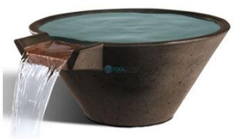 Slick Rock Concrete 22" Conical Cascade Water Bowl | Mahogany | Copper Spillway | KCC22CSPC-MAHOGANY