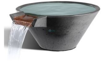 Slick Rock Concrete 22_quot; Conical Cascade Water Bowl | Gray | Copper Spillway | KCC22CSPC-GRAY