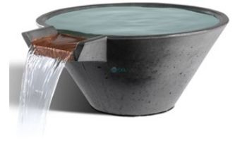 Slick Rock Concrete 22" Conical Cascade Water Bowl | Umber | Copper Spillway | KCC22CSPC-UMBER