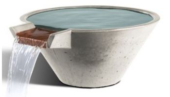 Slick Rock Concrete 34_quot; Conical Cascade Water Bowl | Great White | Copper Spillway | KCC34CSPC-GREATWHITE