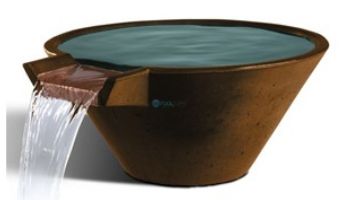 Slick Rock Concrete 29" Conical Cascade Water Bowl | Mahogany | Copper Spillway | KCC29CSPC-MAHOGANY