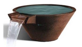 Slick Rock Concrete 22_quot; Conical Cascade Water Bowl | Mahogany | Copper Spillway | KCC22CSPC-MAHOGANY