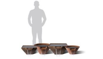 Slick Rock Concrete 29" Conical Cascade Water Bowl | Mahogany | Copper Spillway | KCC29CSPC-MAHOGANY