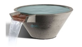 Slick Rock Concrete 22" Conical Cascade Water Bowl | Great White | Copper Spillway | KCC22CSPC-GREATWHITE