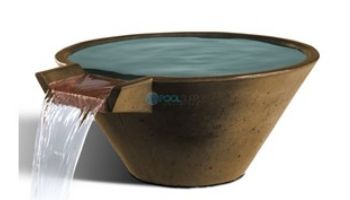 Slick Rock Concrete 22_quot; Conical Cascade Water Bowl | Umber | Copper Spillway | KCC22CSPC-UMBER