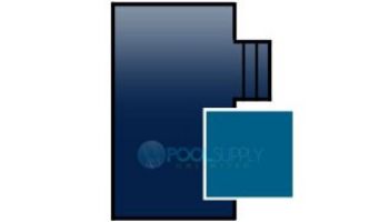 Merlin 10-Year Solid Safety Cover with Drain Panel | Rectangle 16' x 32' | 4' Offset 4' x 8' Right Side Step | Blue | 34W-X-BU