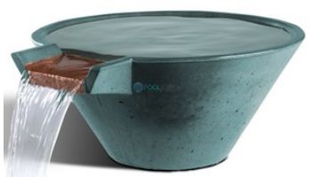 Slick Rock Concrete 22" Conical Cascade Water Bowl | Great White | Copper Spillway | KCC22CSPC-GREATWHITE