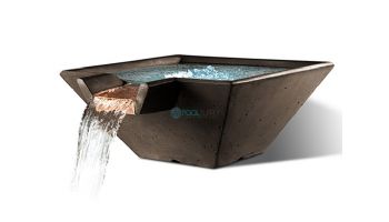 Slick Rock Concrete 22" Square Cascade Water Bowl | Coal Gray | Copper Spillway | KCC22SSPC-COALGRAY