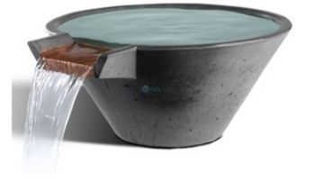 Slick Rock Concrete 29" Conical Cascade Water Bowl | Mahogany | Stainless Steel Spillway | KCC29CSPSS-MAHOGANY