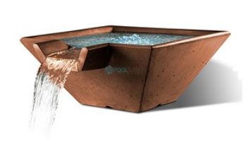 Slick Rock Concrete 22" Square Cascade Water Bowl | Mahogany | Copper Spillway | KCC22SSPC-MAHOGANY