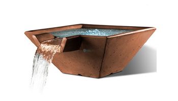 Slick Rock Concrete 34" Square Cascade Water Bowl | Adobe | Copper Spillway | KCC34SSPC-ADOBE