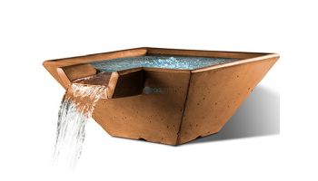 Slick Rock Concrete 22" Square Cascade Water Bowl | Copper | Copper Spillway | KCC22SSPC-COPPER