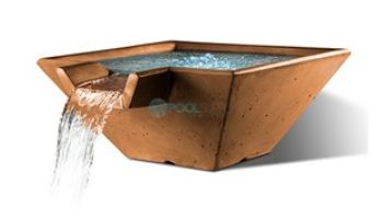 Slick Rock Concrete 22" Square Cascade Water Bowl | Mahogany | Copper Spillway | KCC22SSPC-MAHOGANY