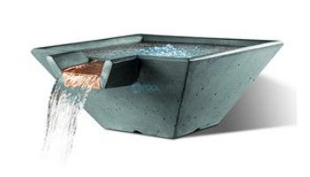 Slick Rock Concrete 22" Square Cascade Water Bowl | Mahogany | Copper Spillway | KCC22SSPC-MAHOGANY