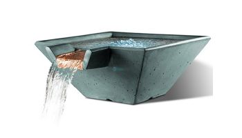 Slick Rock Concrete 22" Square Cascade Water Bowl | Denim | Copper Spillway | KCC22SSPC-DENIM