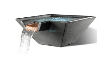 Slick Rock Concrete 22" Square Cascade Water Bowl | Gray | Copper Spillway | KCC22SSPC-GRAY