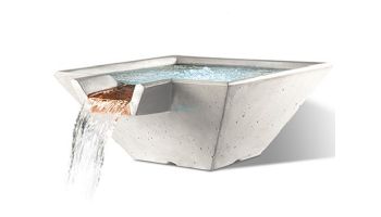 Slick Rock Concrete 22" Square Cascade Water Bowl | Great White | Copper Spillway | KCC22SSPC-GREATWHITE