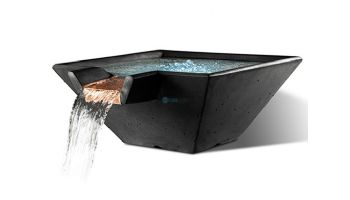 Slick Rock Concrete 22" Square Cascade Water Bowl | Onyx | Copper Spillway | KCC22SSPC-ONYX