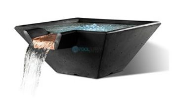 Slick Rock Concrete 22" Square Cascade Water Bowl | Mahogany | Copper Spillway | KCC22SSPC-MAHOGANY