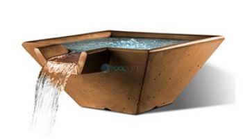 Slick Rock Concrete 22" Square Cascade Water Bowl | Mahogany | Copper Spillway | KCC22SSPC-MAHOGANY