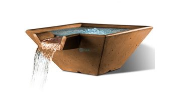 Slick Rock Concrete 34" Square Cascade Water Bowl | Rust Buff | Copper Spillway | KCC34SSPC-RUSTBUFF