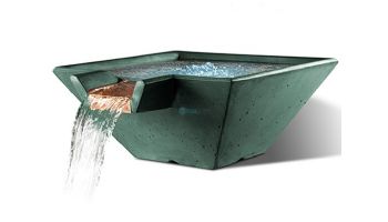 Slick Rock Concrete 22" Square Cascade Water Bowl | Seafoam | Copper Spillway | KCC22SSPC-SEAFOAM