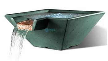 Slick Rock Concrete 22" Square Cascade Water Bowl | Rust Buff | Copper Spillway | KCC22SSPC-RUSTBUFF