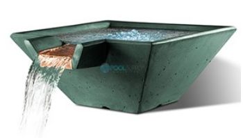 Slick Rock Concrete 29" Square Cascade Water Bowl | Umber | Copper Spillway | KCC29SSPC-UMBER