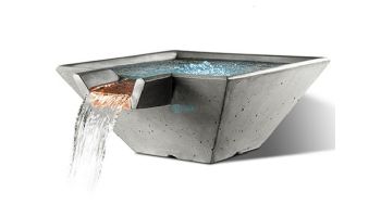 Slick Rock Concrete 22" Square Cascade Water Bowl | Shale | Copper Spillway | KCC22SSPC-SHALE