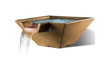 Slick Rock Concrete 22" Square Cascade Water Bowl | Umber | Copper Spillway | KCC22SSPC-UMBER