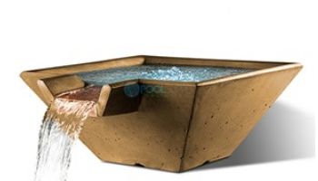 Slick Rock Concrete 22" Square Cascade Water Bowl | Mahogany | Copper Spillway | KCC22SSPC-MAHOGANY