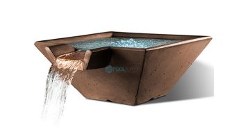 Slick Rock Concrete 22" Square Cascade Water Bowl | Mahogany | Copper Spillway | KCC22SSPC-MAHOGANY