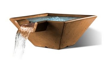 Slick Rock Concrete 29" Square Cascade Water Bowl | Mahogany | Stainless Steel Spillway | KCC29SSPSS-MAHOGANY