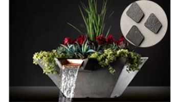 Slick Rock Concrete 22_quot; Square Cascade Water Bowl + Planter | Gray | Copper Scupper | KCC22SSCC-GRAY