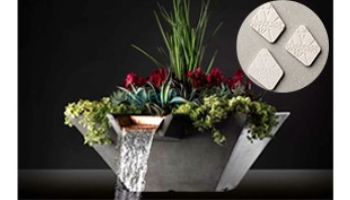 Slick Rock Concrete 22" Square Cascade Water Bowl + Planter |  Mahogany | Copper Scupper | KCC22SSCC-MAHOGANY