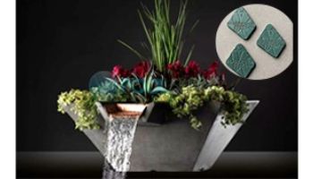 Slick Rock Concrete 22" Square Cascade Water Bowl + Planter | Rust Buff | Copper Scupper | KCC22SSCC-RUSTBUFF