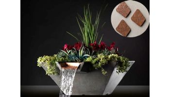 Slick Rock Concrete 22" Square Cascade Water Bowl + Planter | Adobe | Stainless Steel Scupper | KCC22SSCSS-ADOBE