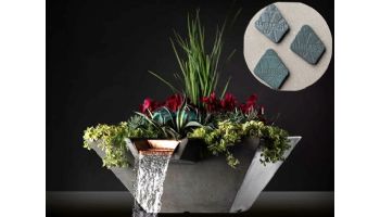 Slick Rock Concrete 22" Square Cascade Water Bowl + Planter | Denim | Stainless Steel Scupper | KCC22SSCSS-DENIM