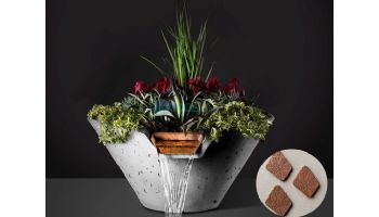 Slick Rock Concrete 22" Conical Cascade Water Bowl + Planter | Adobe | Stainless Steel Scupper | KCC22CSCSS-ADOBE