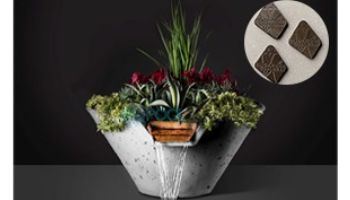 Slick Rock Concrete 22" Conical Cascade Water Bowl + Planter | Umber | Stainless Steel Scupper | KCC22CSCSS-UMBER