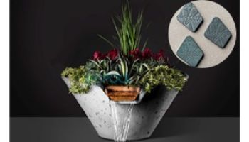 Slick Rock Concrete 22" Conical Cascade Water Bowl + Planter | Seafoam | Stainless Steel Scupper | KCC22CSCSS-SEAFOAM