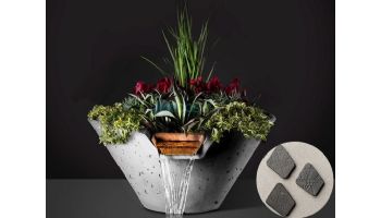 Slick Rock Concrete 22" Conical Cascade Water Bowl + Planter | Gray | Stainless Steel Scupper | KCC22CSCSS-GRAY