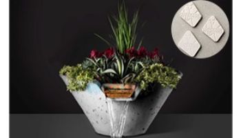 Slick Rock Concrete 22" Conical Cascade Water Bowl + Planter | Mahogany | Stainless Steel Scupper | KCC22CSCSS-MAHOGANY