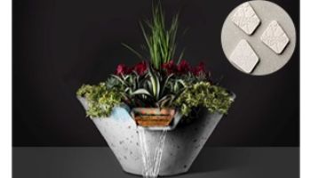 Slick Rock Concrete 22" Conical Cascade Water Bowl + Planter | Shale | Stainless Steel Scupper | KCC22CSCSS-SHALE