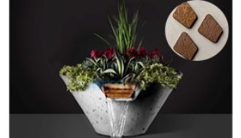 Slick Rock Concrete 22" Conical Cascade Water Bowl + Planter | Adobe | Stainless Steel Scupper | KCC22CSCSS-ADOBE