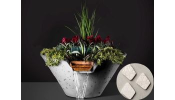 Slick Rock Concrete 22" Conical Cascade Water Bowl + Planter | Great White | Copper Scupper | KCC22CSCC-GREATWHITE