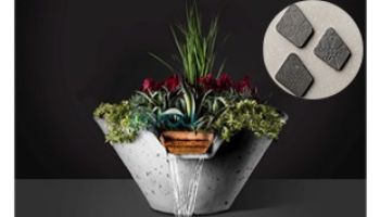 Slick Rock Concrete 29" Conical Cascade Water Bowl + Planter | Great White | Stainless Steel Scupper | KCC29CSCSS-GREATWHITE