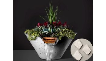 Slick Rock Concrete 29" Conical Cascade Water Bowl + Planter | Great White | Stainless Steel Scupper | KCC29CSCSS-GREATWHITE